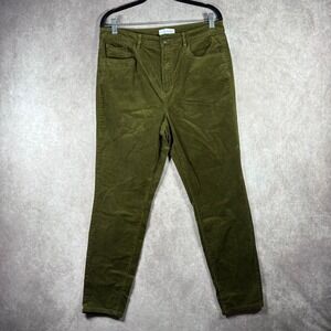 LOFT Pants Womens 12/31 Olive Green Corduroy High Rise Skinny Stretch Casual